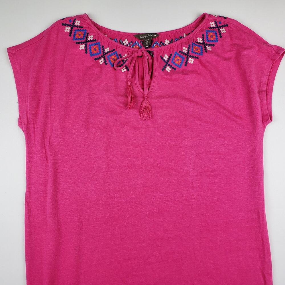 Tommy Bahama Embroidered Dress Swim Cover Tie Neck Pink Sz S - Picture 2 of 9